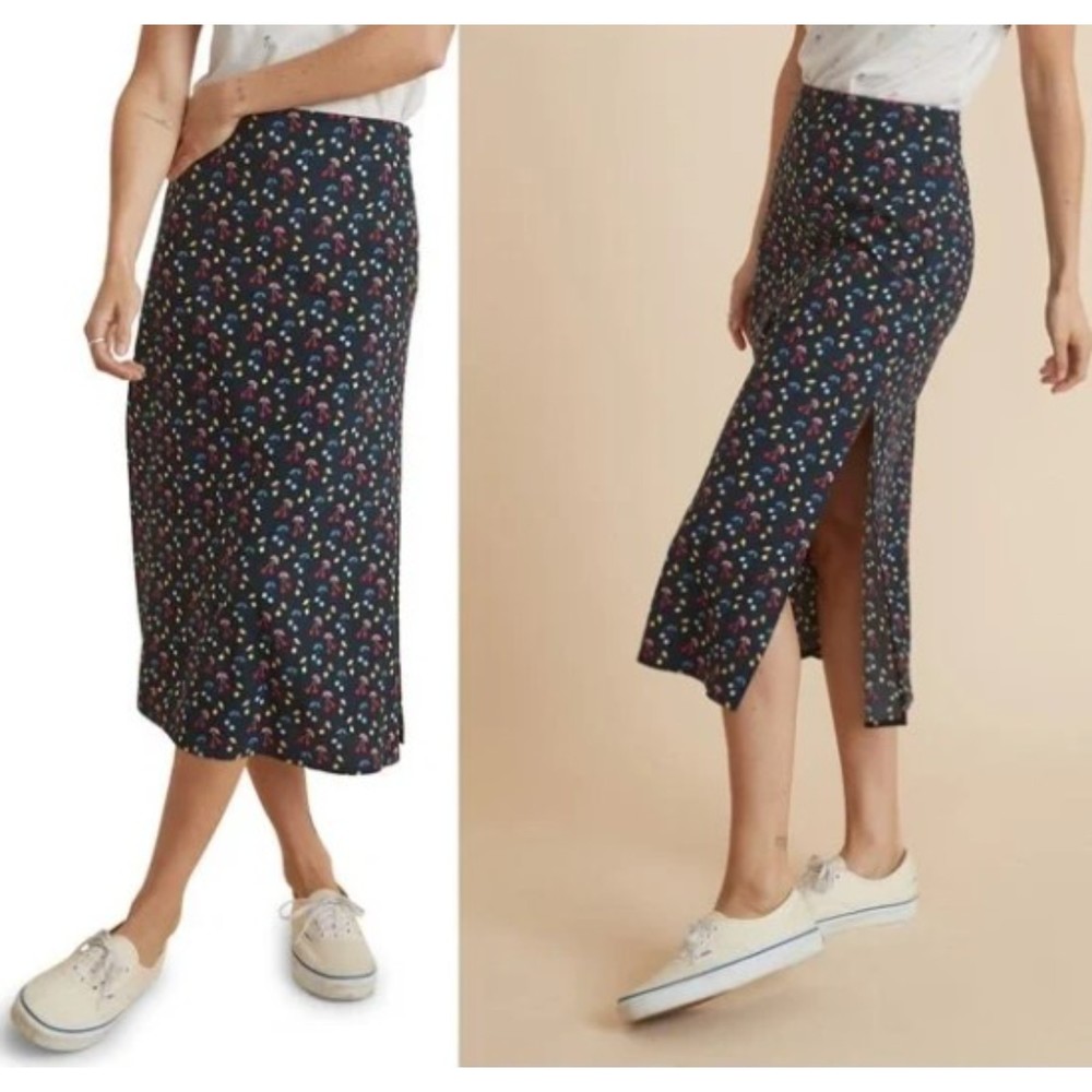 NWT/NEW Marine Layer Womens Size 10 Cherry Midi Skirt Blue Red Yellow Pink